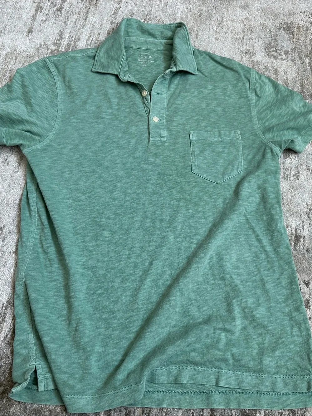 J. Crew Men's Garment-Dyed Mint Green Polo with Chest Pocket